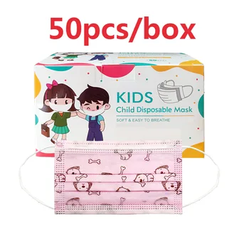 

50pcs Child Kids Face Mask 3-13 Years Old Masque 3 layers Disposable Fac Mouth Mask Breathable Mondkapjes Cartoon painting