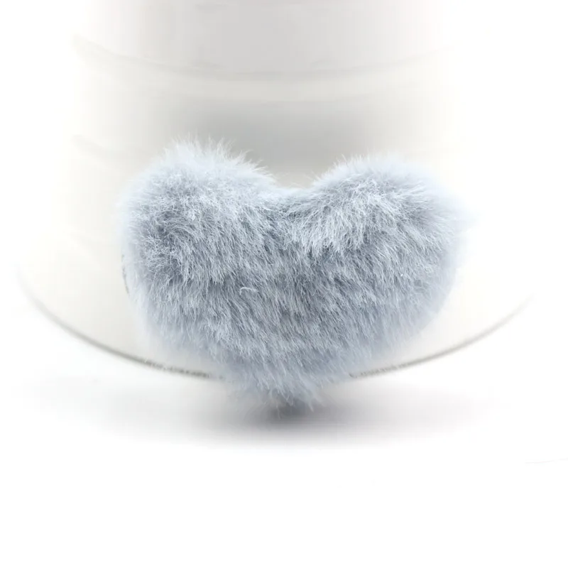 18 шт. 3*4,5 см пушистые наполнители в форме сердца мягкие аппликации для ручной работы детский зажим для волос шляпа нашивки Декор Орнамент Аксессуары - Цвет: Gray