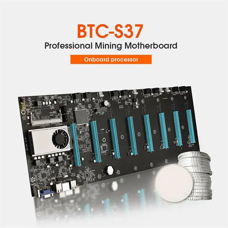 BTC-S37 Mining Motherboard CPU Set 8Adapter Integrated VGA Interface Low Power Consumption BTC-S37 Miner Video Card Slot Memory budget pc motherboard