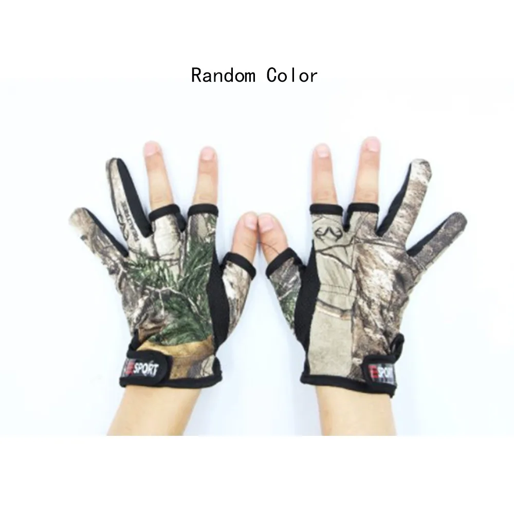 

Fishing Gloves 3 Finger Cut Anti-Slip Sun Protection Camo Fish Gloves Silicone+Waterproof Cloth Camping Fishing Accessories