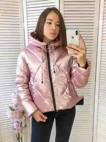 parkas mujer 2019 FORERUN/Блестящая зимняя куртка с капюшоном, женская теплая куртка с хлопковой подкладкой, тонкая однотонная пуховая парка, Женская куртка, парки Mujer - Цвет: parkas mujer 2019