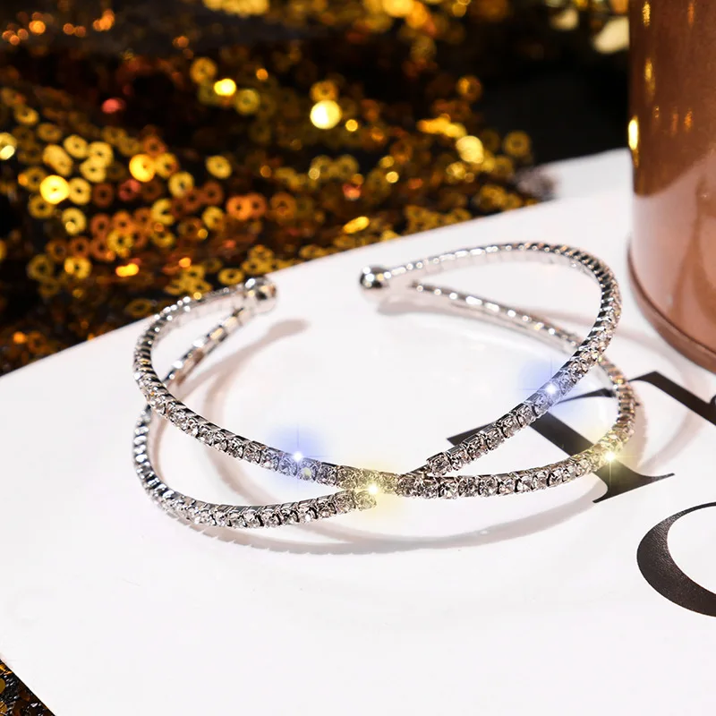 

Fashion Simple Silver Simulated Pearl Opening Bracelets and cross Bangles For Women Valentine's Day present A-039