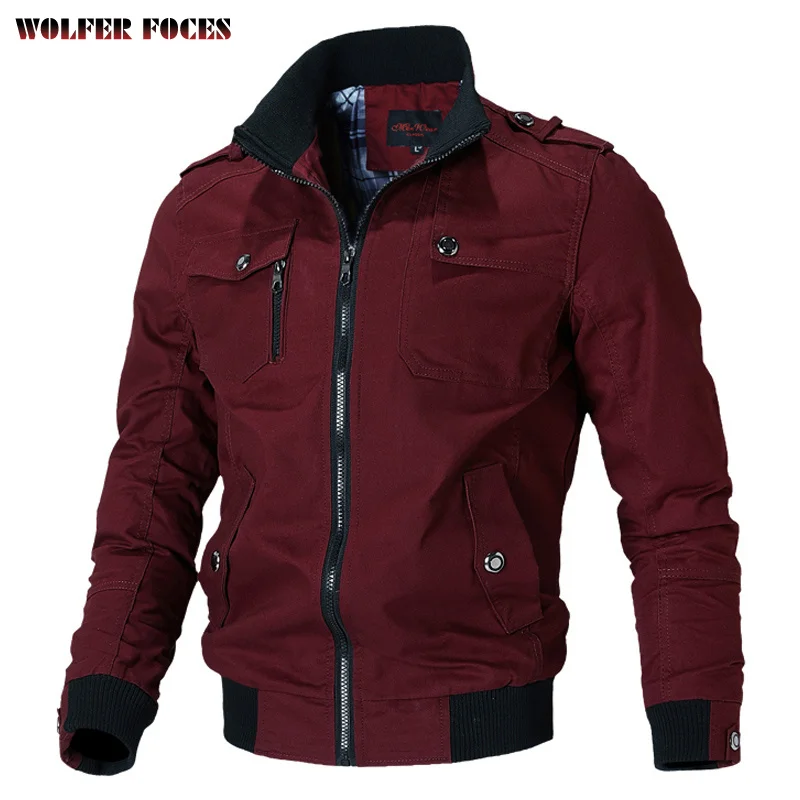 Spring Bomber Jacket Work Coat Men's Large Size Coats Autumn Multi Pocket Military Uniform Cotton Windproof Collar Casual Jacket