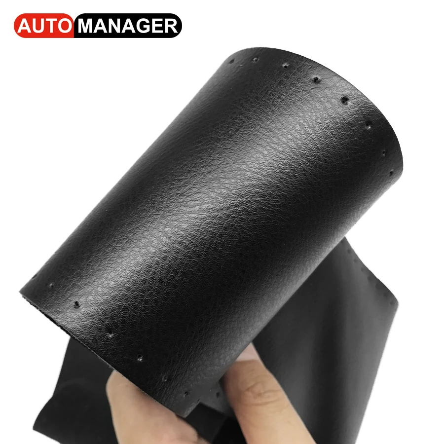 Steering Wheel Cover Genuine Leather Braid Steering Wheel Cover 15 inch for Car Interior Accessories