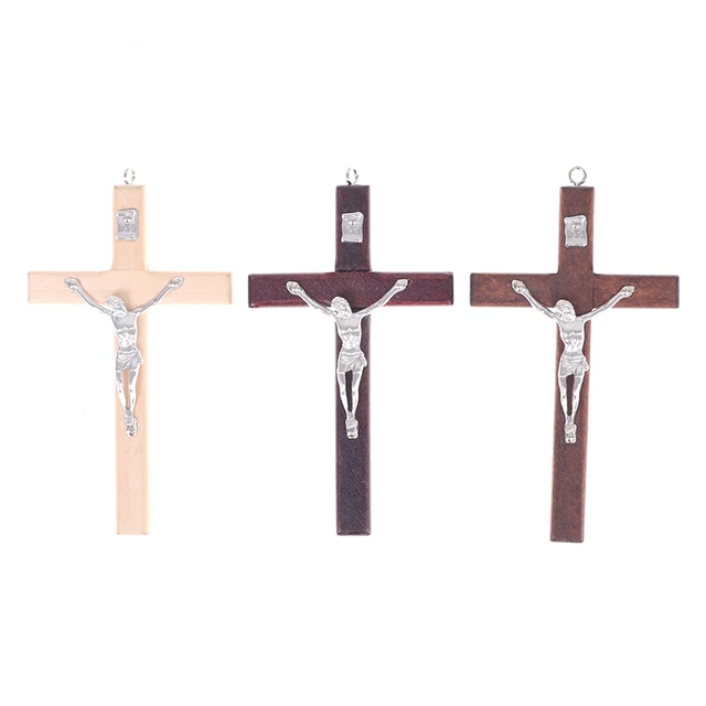 2pcs Handmade Wooden Crosses Crucifix Jesus Christ Ornaments Religious  Charm Necklace Pendant Making