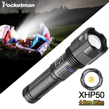 

High Power XHP50 Rechargeable LED Flashlight Super Bright 5 Modes Tactical Flash light USB 18650 Torch Lantern For Camping Fish