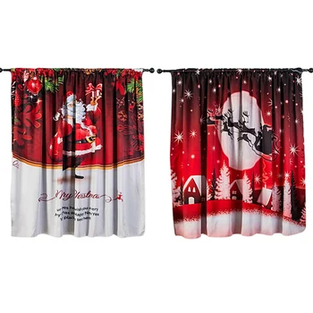 

Christmas Decorative Curtains Snowman Reindeer Printed Window Curtains For Household Safety And Environmental Protection Afford