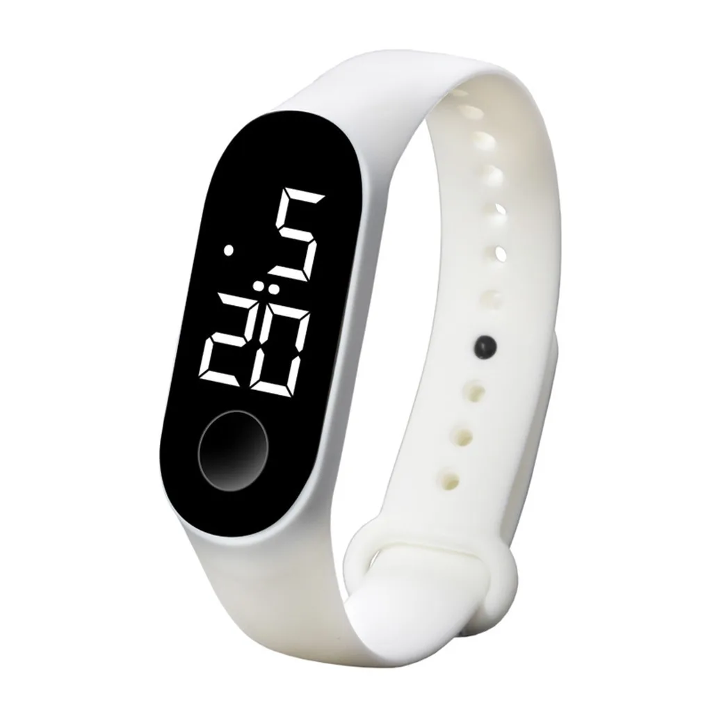 Светодиодный 50M водонепроницаемые мужские и женские цифровые часы спортивные часы со стеклянным циферблатом силиконовые наручные часы reloj deportivo hombre reloj Digital montre - Цвет: Белый