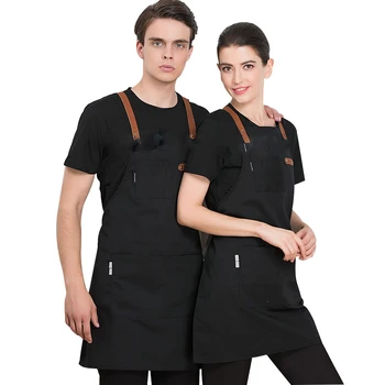 

2020 New Fashion Adjustable Work Apron Chef Cooking Kitchen Apron For Woman man bib unisex Waiter BBQ Hairdresser Work Uniform