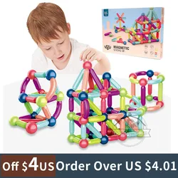 Blocs de construction magnétiques pour enfants, jeu de créateurs, bâton magnétique, jouets éducatifs Montessori pour garçons et filles 