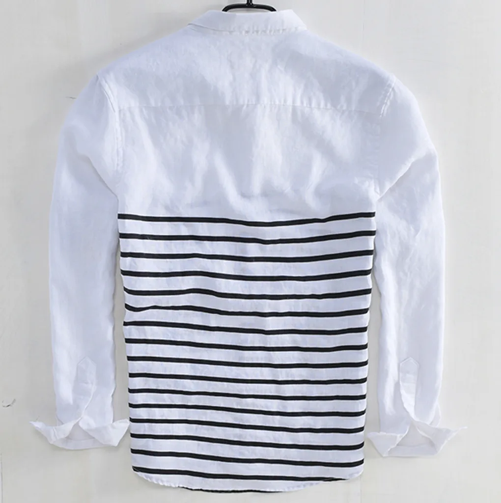 VogueBlouse Мужская рубашка красивая летняя пляжная рубашка блузка мужская полосатая свободная льняная рубашка с коротким рукавом в стиле ретро футболка Топы Блузка