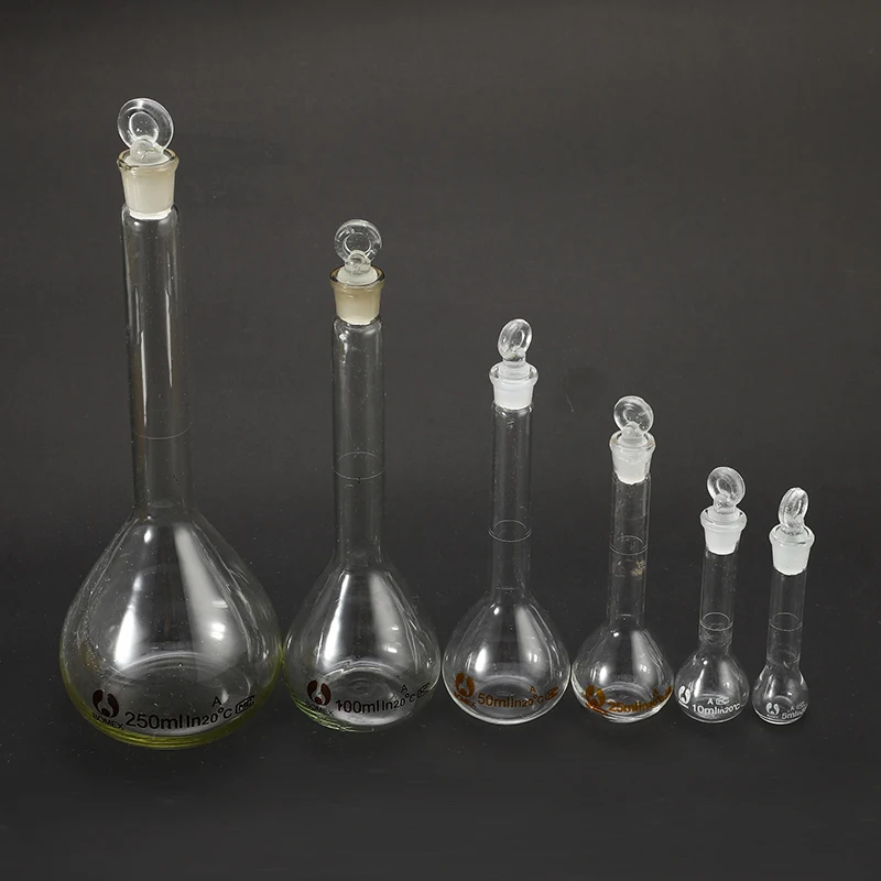Glass Volumetric Flask Glassware With Stopper Lab Chemistry Laboratory Transparent Beaker 5-100ml Laboratory Round Boiling Flask lab glass supplies lab volumetric flask