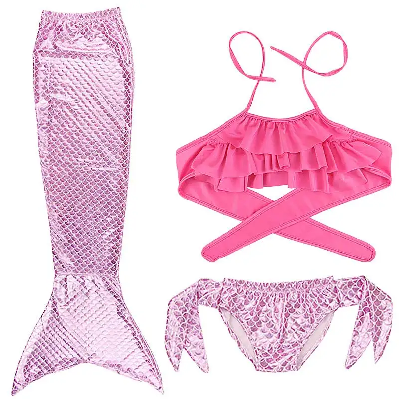 3 Pieces Set 1 Девушки Русалка Фольга печати Холтер Топ и хипстерские НИЗ и хвост русалки купальник Детские танкини костюм русалки Косплей Костюм - Цвет: 3 Pieces Set 1