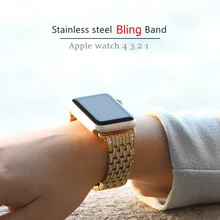 Ремешок для Apple watch 38 мм 42 мм iWatch 4 ремешка 44 мм 40 мм браслет для часов из нержавеющей стали с бриллиантами Apple watch 4 3 21