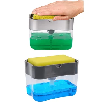 

Soap Pump Dispenser Cleaning Liquid Dispenser With Sponge Holder Container Manual Press Soap Organizer Kitchen Home Cleaner Tool