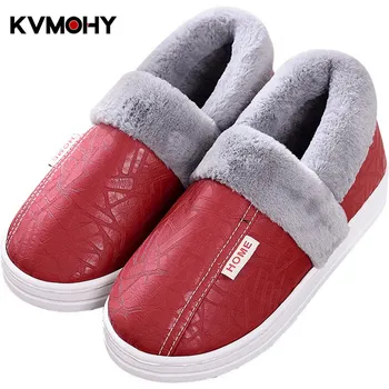 

Shoes Woman Fur Sides Leather Home Slippers High Quality Women Men Slippers Plush Warm Indoor Shoe Zapatos De Mujer