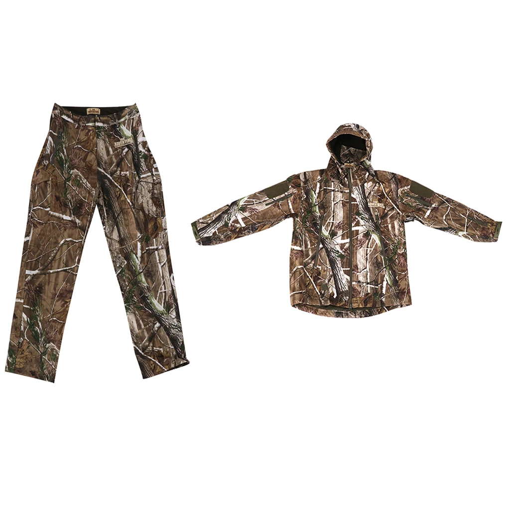 3D Pine Branch Hunting Rainsuit Camo Hooded Jacket Pants, Trousers Camouflage Suit - Breathable