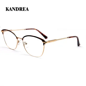 

KANDREA 2020 New Fashion Women Eyeglasses Metal Square Frame Glasses Tortoiseshell Spiral Temples Eyewear Computer Spectacles