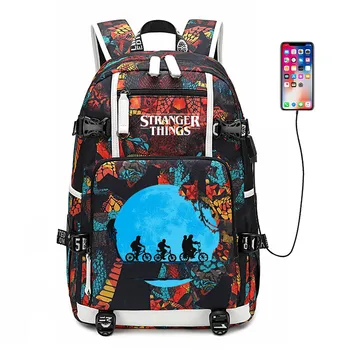 

Stranger Things 3 USB Port Backpack Bag Laptop Travel Bag Rucksack Bag Cosplay School Book Bag Gift