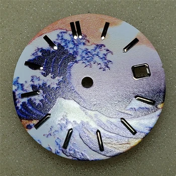 

For ETA 2824 Watch Movement 28.5mm Full Luminous Watch Dial Kanagawa Surfing Dial for 8215 8200 821A 2836 for Mingzhu 2813