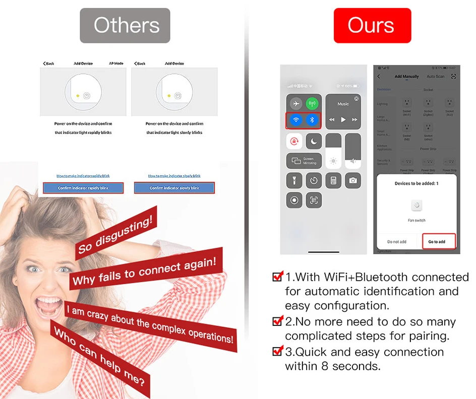 Tuya WiFi RF Luz Ventilador De Teto,