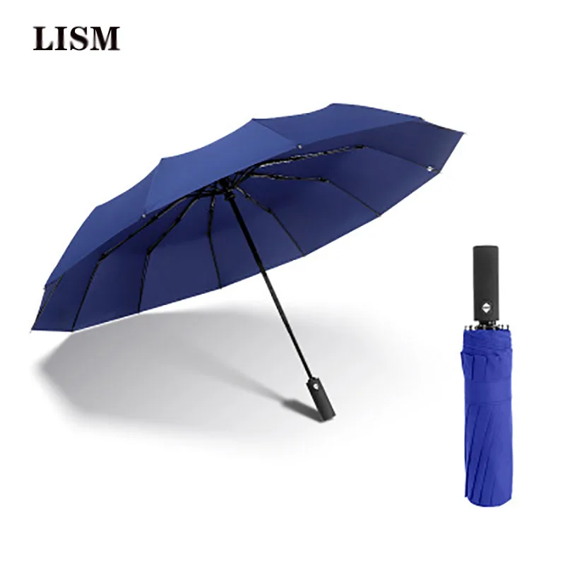 

LISM12K automatic tri-fold creative folding umbrella large double-layer windproof reinforcement men and women business umbrella