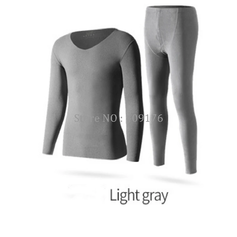 men light gray Кальсоны PRAYGER, мужское термобелье для пары, женское теплое нижнее белье, топы с длинными рукавами и пуговицами - Цвет: men light gray