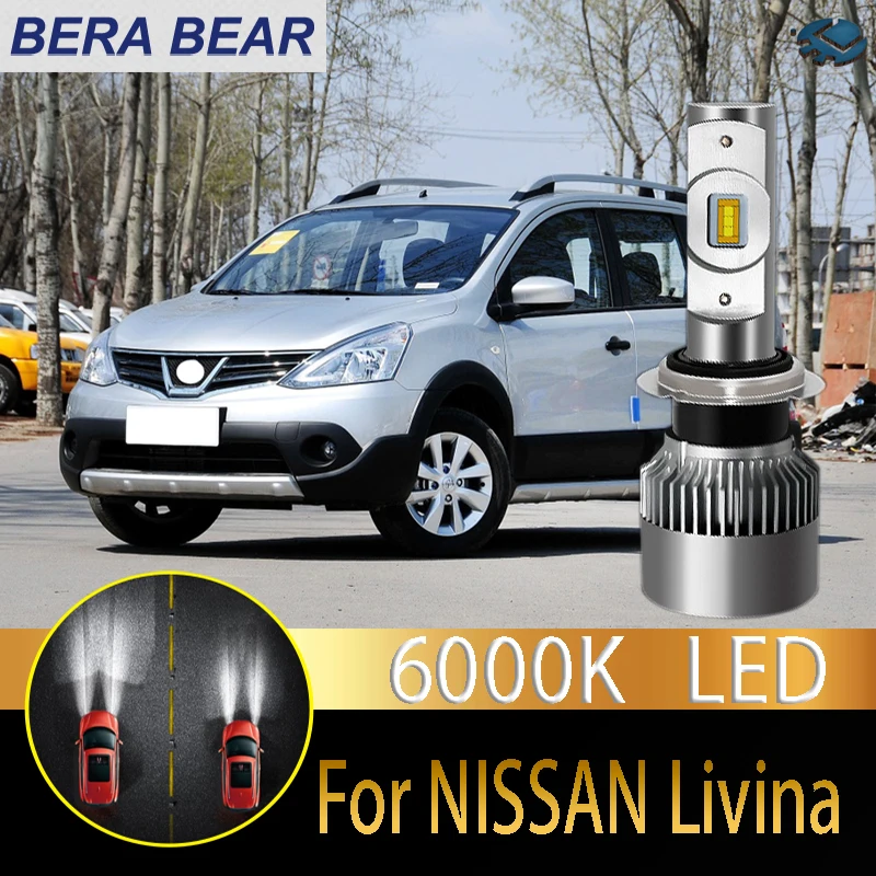 BERA Медведь автомобилей головной светильник лампы светодиодный для Nissan Livina великая ливина 2007-2013 светодиодный автомобиль 6000K 10000LM белый светильник Авто головного средства ухода за кожей Шеи светильник 2X