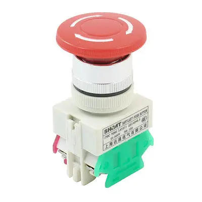 

660V 10A 23mm Threaded Red Mushroom Head DPST Locking Pushbutton Switch