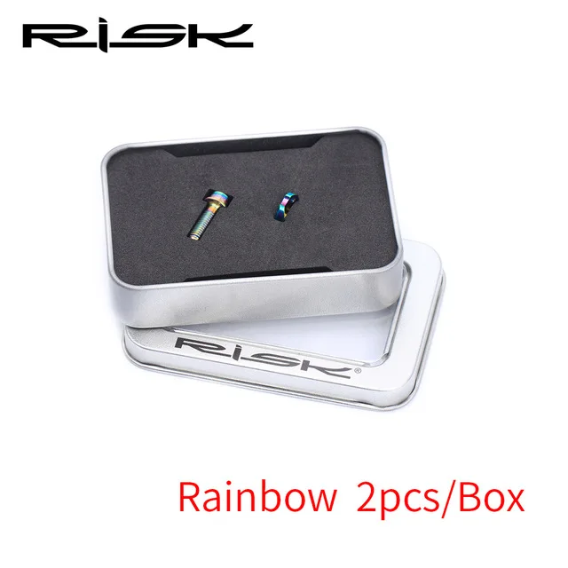 RISK велосипедный передний переключатель крепежный винт с прокладкой MTB дорожный велосипед складной титановый изогнутый Сверхлегкий полый болт комплект - Цвет: Rainbow