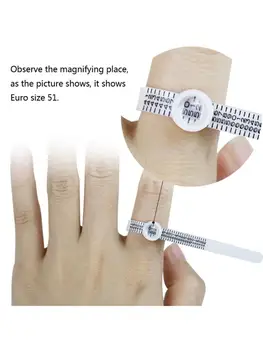 

Plastic Ring Sizer Measuring Tool With 5X Magnifier Clear Scale Ring Measurers A2UA