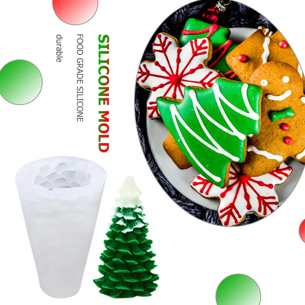 

3D Christmas Tree Shape Food Grade Silicone Mold Aromatherapy Candle Soap Fondant Cake Mold DIY Cake Making Decor Tool