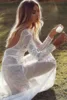 Кружевное свадебное платье с длинными рукавами, винтажное богемное сексуальное пляжное свадебное платье с разрезом, свадебное платье с отк... ► Фото 2/6