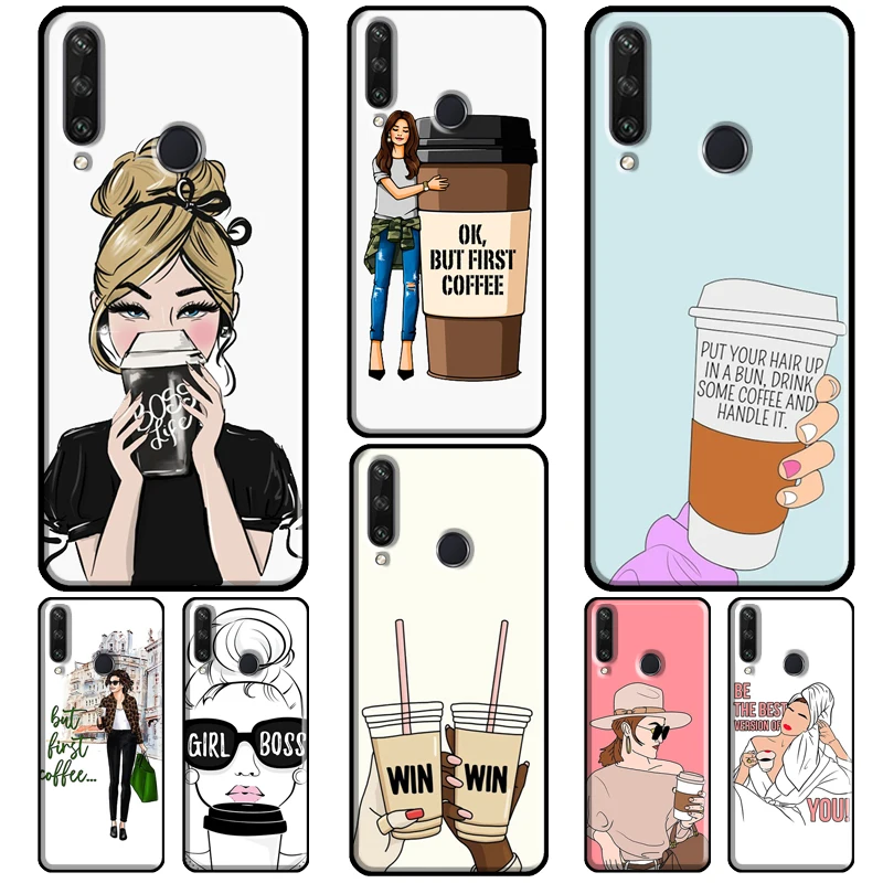 Чехол принцессы Женщины руководителя кофе для Huawei Nova 5T 3i 2i Y7A Y6P Y5P 2020 Y3 II Y5 Y6 Y7 2017 2018