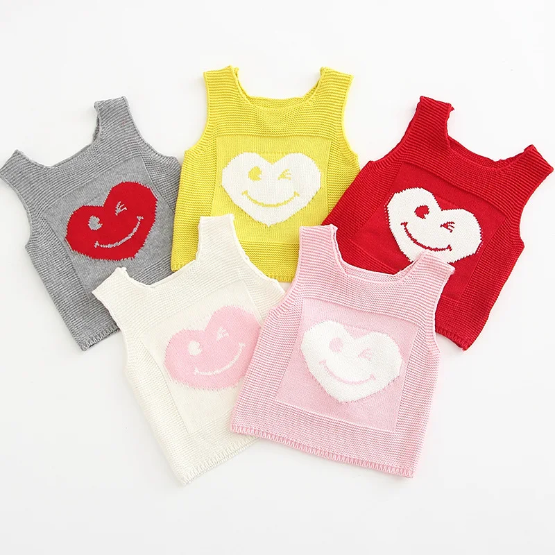 

New Korean-Style Lovely Embroidered Children's Vest Wool Sweater Vest Sleeveless Children's Spring and Autumn Kids Sweaters