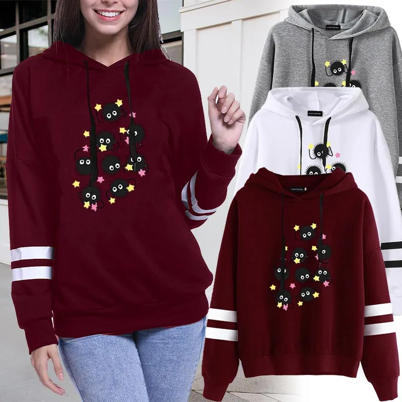 Ghibli Fairydust Kawaii Harajuku Толстовка для женщин милый забавный мультфильм аниме кофты 90s Графический Hoody Femal