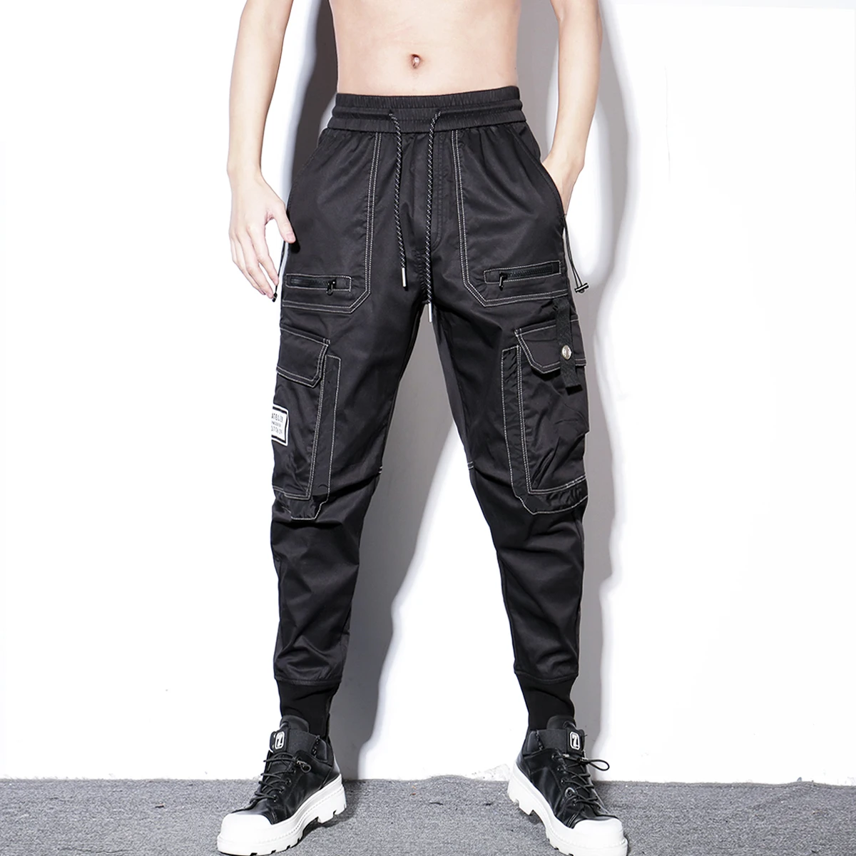 

Black Pants Men Pants Men's Trendy Brand Korean Spring And Summer Loose Feet Harem Pants Hair Stylist Overalls Military Pants