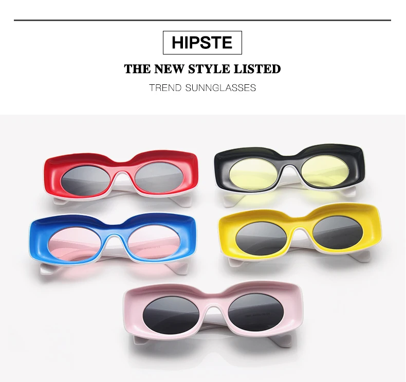 Новые квадратные солнцезащитные очки в стиле хип-хоп для женщин и мужчин модные забавные солнцезащитные очки унисекс уникальные овальные очки ярких цветов Gafas UV400