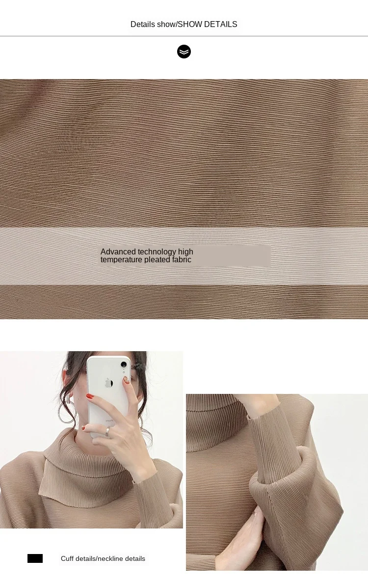 Miyake, рубашка с отворотом, рукав летучая мышь, зима, новая плиссированная рубашка с длинным рукавом, свободный женский свитер