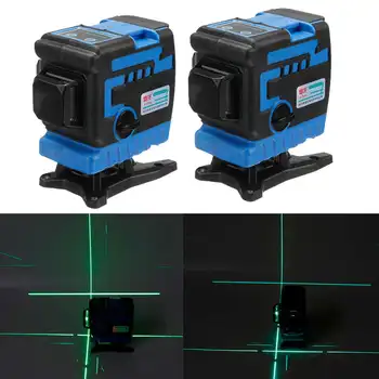 

12 Lines 3D Laser Level Green/Blue Self-Leveling 360 Degree Floor Tile Measure Tools Waterproof Shockproof US Plug Charging