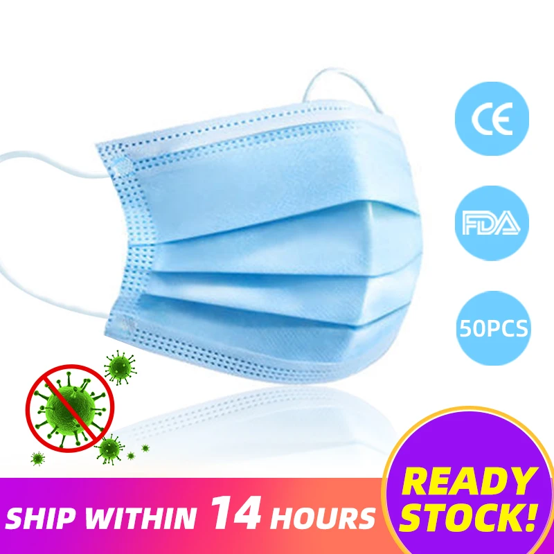 

Face Mask 100 pcs Disposable Mask Mouth Mask Protective Mask Filter Mouth Cover Respirator Breathing Mask Anti-dust