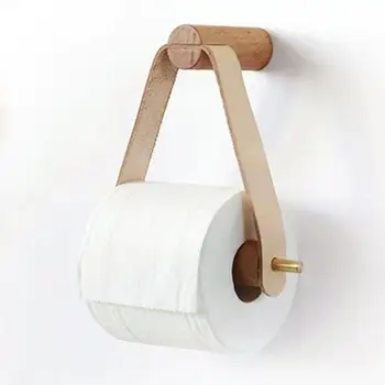 

Toilet Paper Holder Wooden Tissue Holder Roll Paper Rack Towel Holder Nail-Free Wall Mount For Kitchen Bathroom Accessories