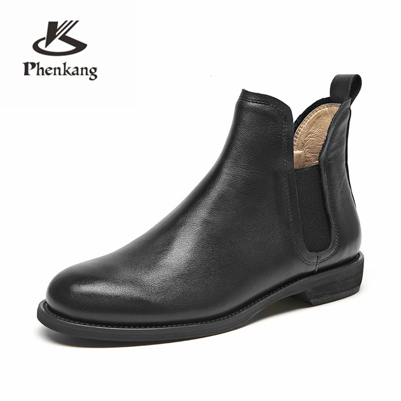 

Women Winter Snow Boots Genuine leather Ankle Spring cheleas boot woman Short Brown black Boots 2019 for women boots