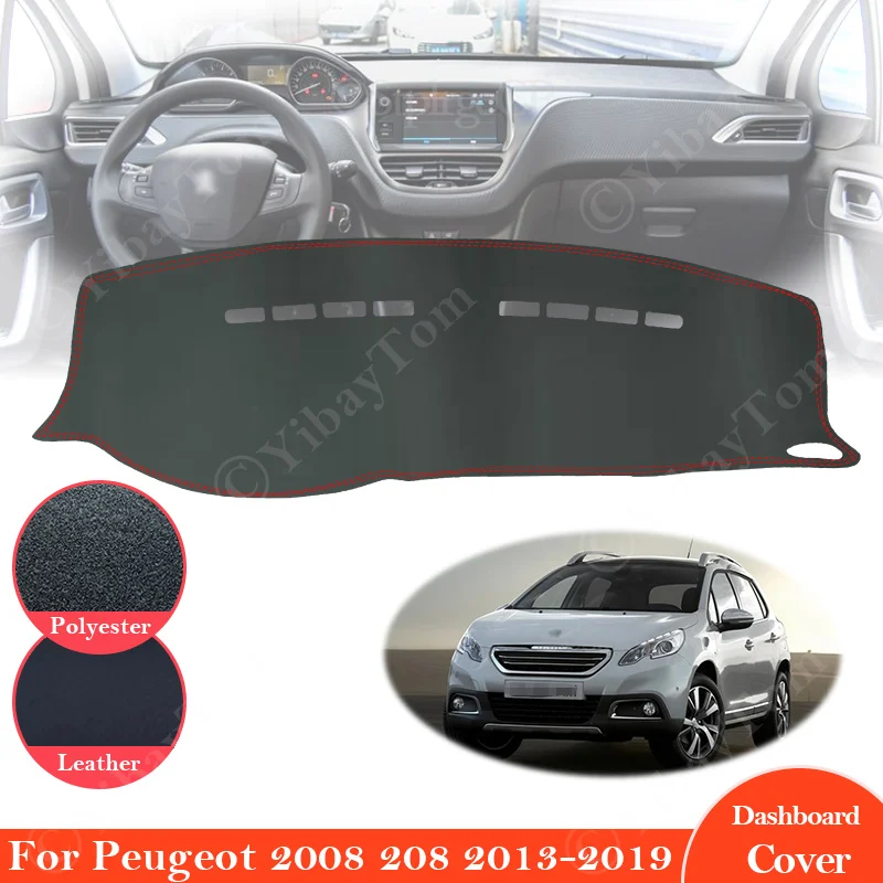 Нескользящий кожаный коврик для Peugeot 2008 208 2013 ~ 2019 накладка на приборную панель