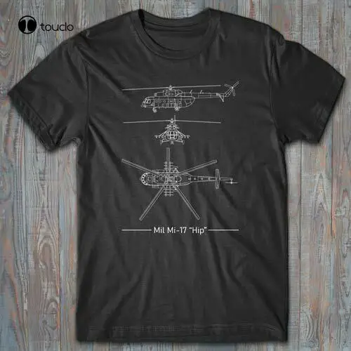 Военная футболка Mil Mi-17 Hip Ussr вертолет технический чертеж-футболка | Мужская