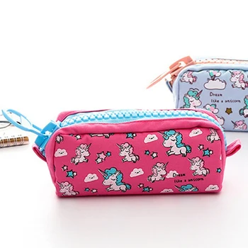 

Big Zipper Unicorn Pencil Case Big Capacity Canvas School Pencil Bag Storage Bag Pen Pouch School Supplies Stationery Estuches