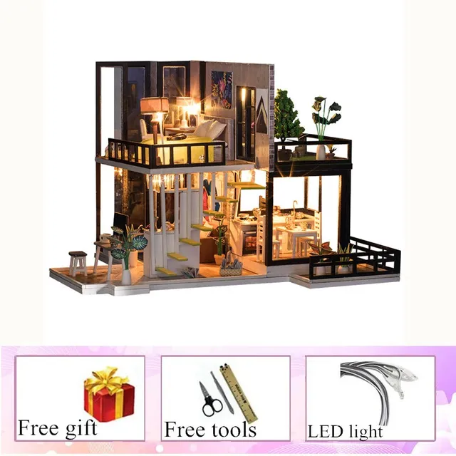 Diy Big Doll House Wooden Doll Houses Kitchen Miniature Villa Dollhouse Kast Furniture Kit Travaux Manuels Adulte Oyuncak Ev Doll House Accessories Aliexpress