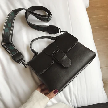 

New Luxury Women Handbag High Quality PU Shoulder Bag Brand Designer Crossbody Bags Wide shoulder strap Fashion Ladies Bags