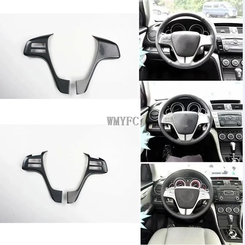 Для Mazda6 2009- 2 шт. деревообрабатывающий инструмент для резки из АБС-пластика для салона автомобиля рулевое колесо Крышка отделка, наклейки аксессуары для стайлинга автомобилей молдинги