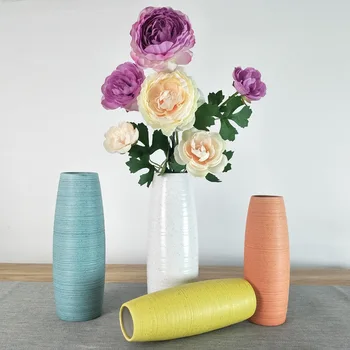 

Scrub Brushed Ceramic Vase Creative Crafts Simple Home Decoration Chinese Retro White Yellow Sky Blue Dehua